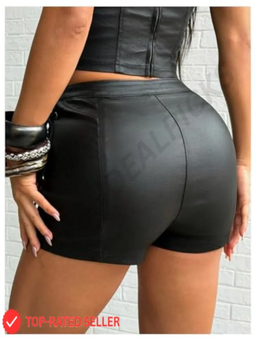 Faux Leather Lace Up High Waisted Mini Shorts Y2K Rave Night Out